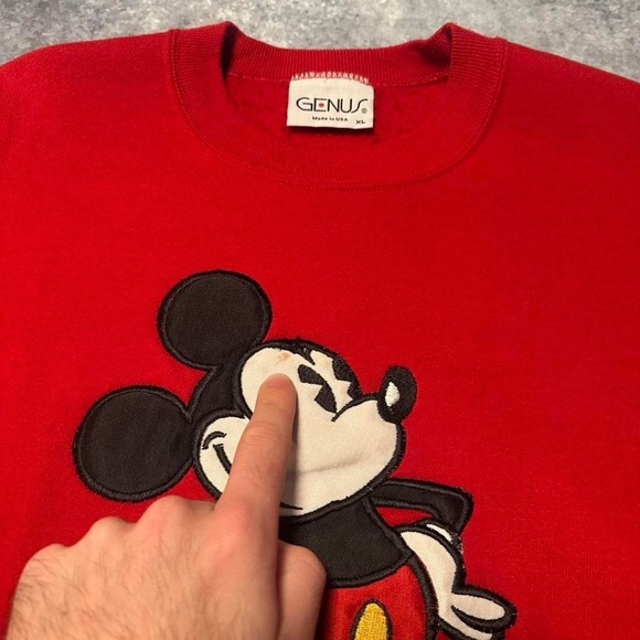 Vintage Mickey Mouse Red Crewneck Sweatshirt Men's XL‎ Made In USA - Picture 6 of 6